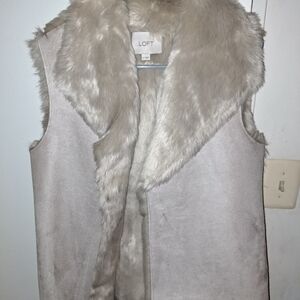 LOFT Faux Fur Vest in Cream